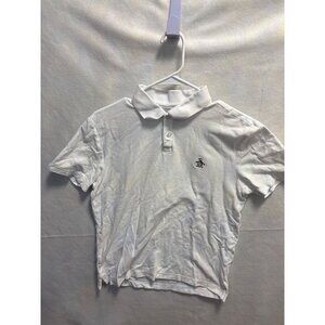 Original Penguin White Polo Shirt Mens M Cotton Short Sleeve Button-Up Casual